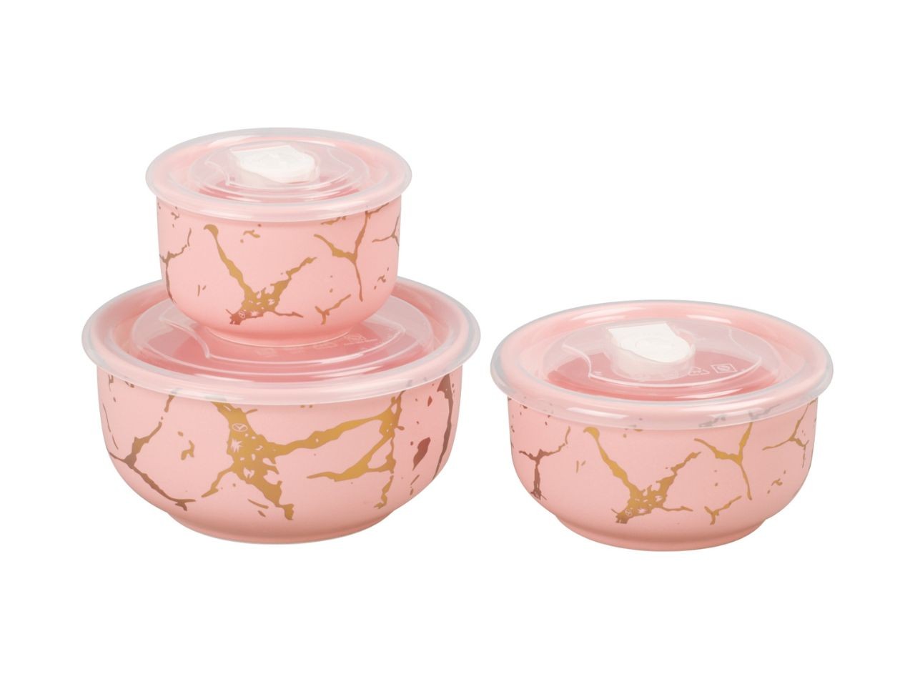 BM780 Pink Wadah Makanan dengan motif Marmer